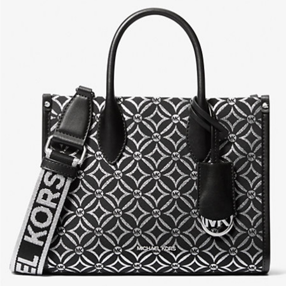 Michael Kors Mirella Small Metallic Logo Jacquard Crossbody Bag